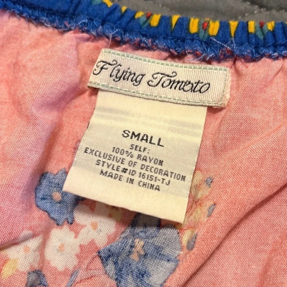 Flying Tomato Red Floral Off Shoulder Mini‎ Dress Bohemian Boho Festival Small